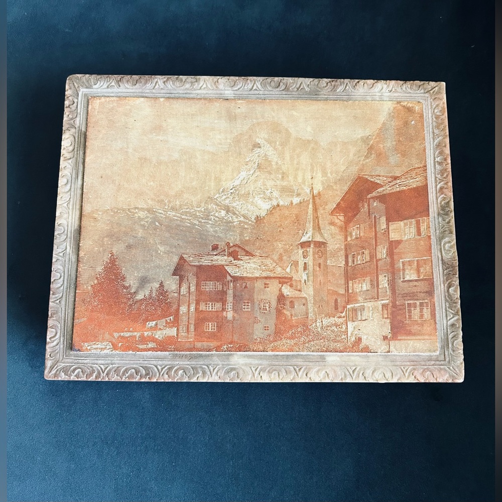 Vintage Incolay Stone Jewelry Box with Scenery of Zermatt and the Matterhorn - Picture 3 of 11